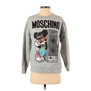 2018 MOSCHINO x H&M Gray Mickey Mouse Sweatshirt With Appliqués - S